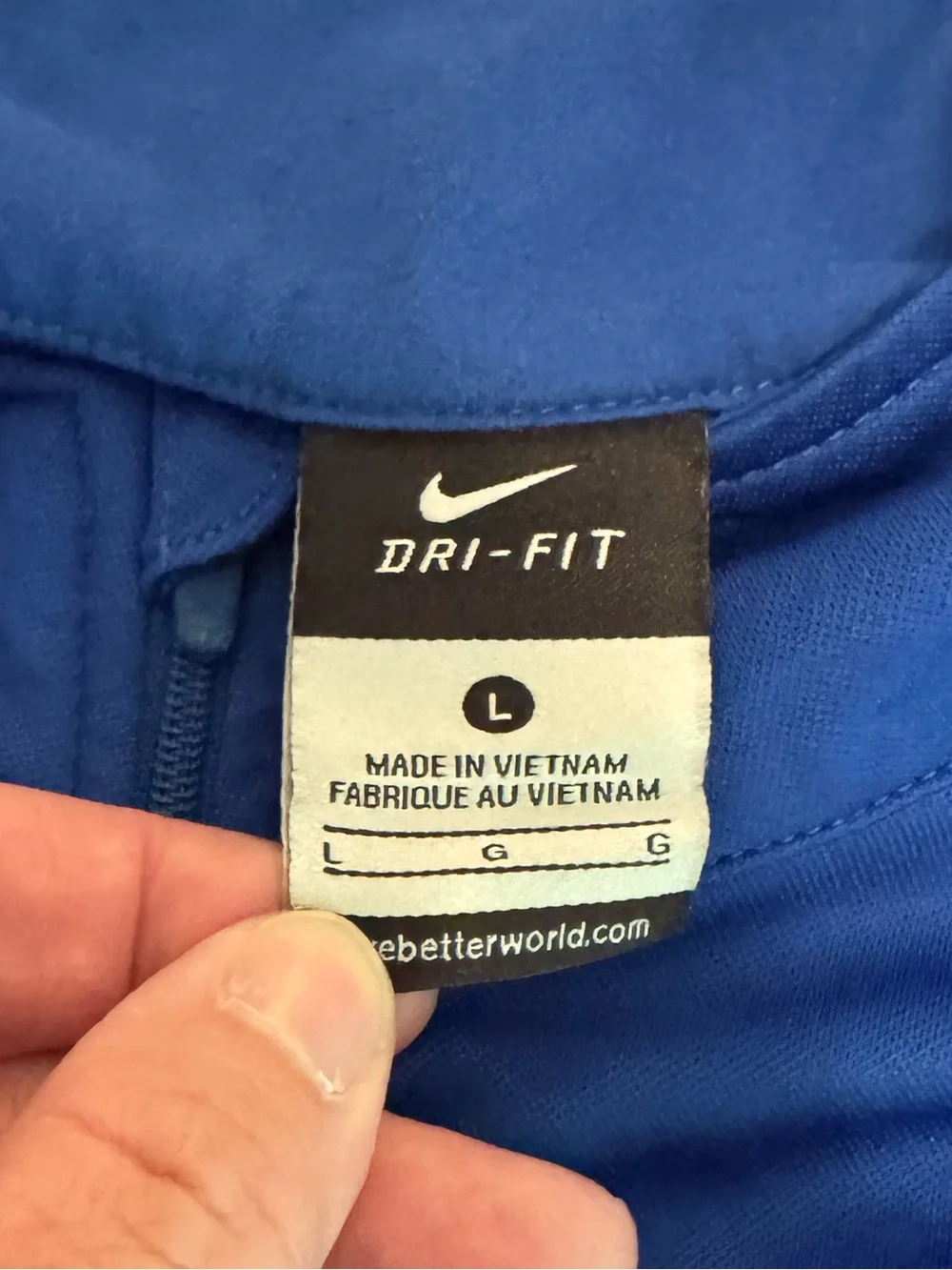Men's Nike Blue Quarter-Zip Athletic Pullover with White Swoosh, Size Large